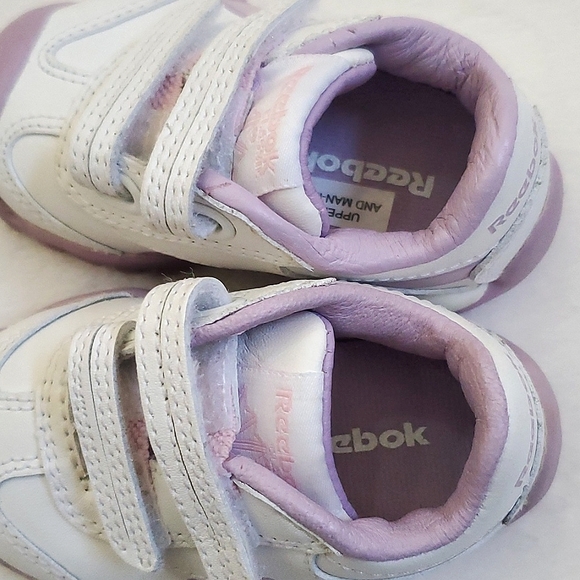 Reebok Classic White & Lavender Baby Girl Size 2 Leather Upper Shoes Sneakers - Picture 7 of 11
